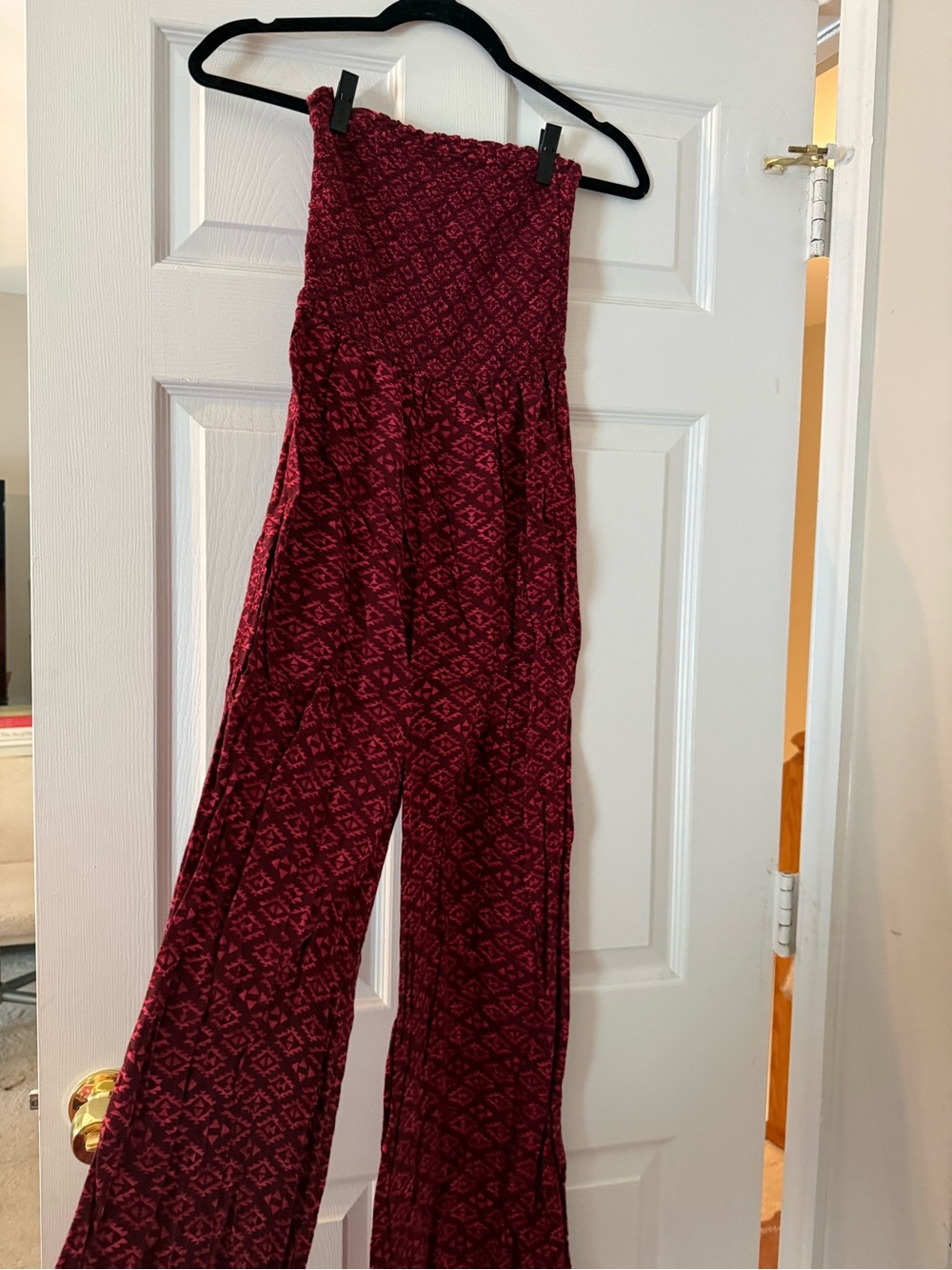 Hollister Strapless Wide-Leg Jumpsuit in Burgundy